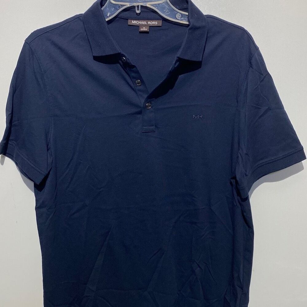 Michael Kors Men's Three Button Placket Cotton Navy Polo‎ Shirt Small